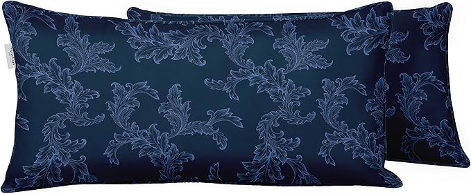 Indoor/Outdoor Polyester Fabric Lumbar Pillow Cover, All-Weather Waterproof Rectangular Cushion Case for Patio Furniture, 12 x 20 Set of 2 - Abstracts-52
