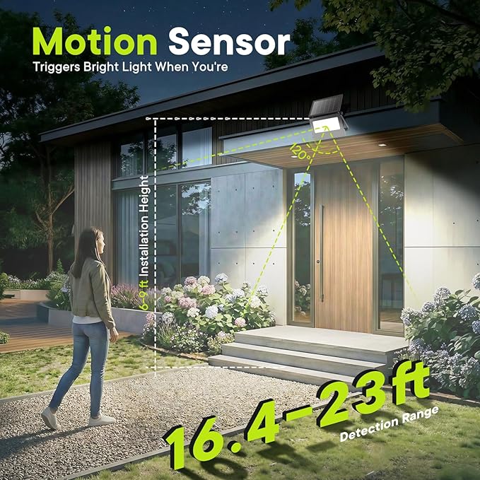 Solar Motion Lights Outdoor, Dual Color Temperature 3-Mode Lighting Wall Spotlight with Remote Control,IP66 Security Flood Light Outdoor Waterproof,Solar Floodlights for Patio Garden Garage, 4 Pack