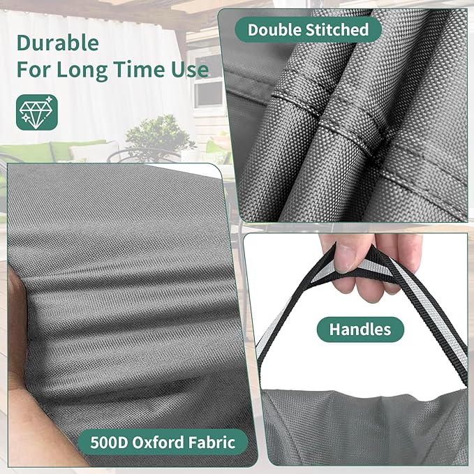 Round Patio Furniture Covers, 500D Heavy Duty Waterproof UV Resistant Cover for Round Outdoor Dining Table & Chairs,84" Dia x 28" H -Gray