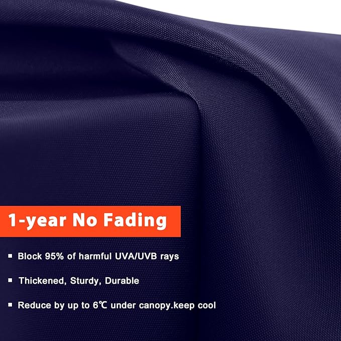 MASTERCANOPY Valance Patio Umbrella 10 ft Replacement Canopy for 8 Ribs-Navy Blue Canopy Only
