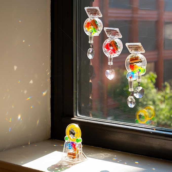 Kikkerland Solar Powered Rainbow Maker – Prism Suncatcher, Fun Home Window Decor – Unique Gift for Christmas & Birthdays – Standing Crystal
