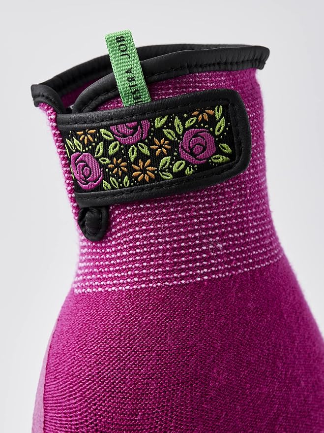 Hestra Job Garden Latex Protective Gardening Gloves | Close-Fitting Sustainable Yarn Gloves for Planting, Weeding and Gardening - Fuchsia - 8