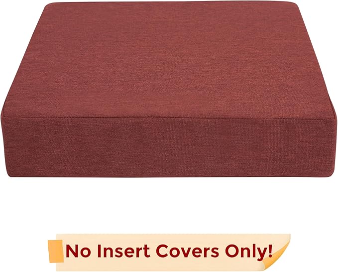 FUNHOME Outdoor Cushion Covers 20 x 20 x 4 inch,Set of 2,Non-Slip Grips Bottom,Replacement Cushion Covers for Garden Patio Furniture Couch Chair,Fade-Resistant Slipcover Only,No Insert(Dark Red)