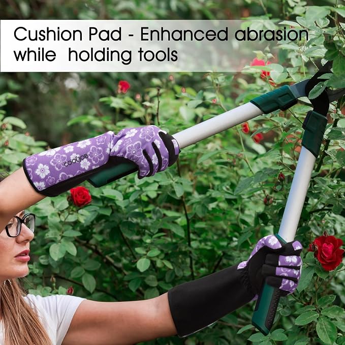 COOLJOB Thorn Proof Rose Pruning Garden Gloves for Women, Long Sleeve Large | Heavy Duty Puncture Resistant Gardening Gloves,Breathable Padded Yard Work for Bush, Blackberry, Cactus, Weed Pulling, Purple