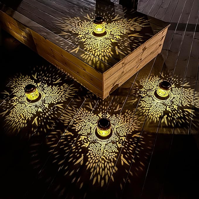 2 Pack Tree of Life Outdoor Solar Hanging Lanterns Waterproof LED Solar Lights Metal Decorative Lantern for Garden, Patio, Courtyard, Backyard, Yard Decor Unique Tree of Life Gifts for Women Gardening