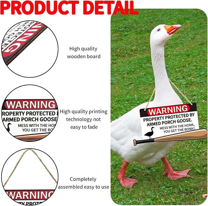 Porch Goose Sign Mess With The Honk You Get The Bonk Goose Armed Sign For Home Kitchen Restaurant Coffee Bar Wall Decor Art Bar Background Wall Decoration Yard Porch Lawn