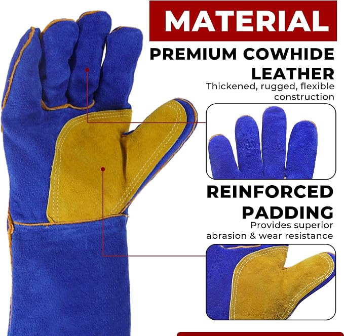 HANDLANDY Animal Handling Gloves, Bite Proof for Cat Dog Handling | Puncture & Scratch Resistant Leather Gauntlet Gloves for Dogs, Cats, Birds, Falconry, Gardening