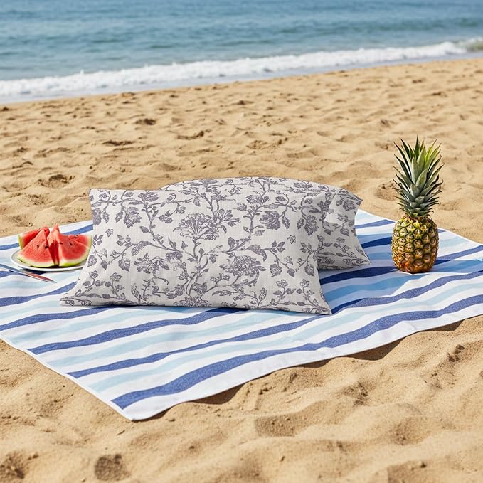 Purple Floral Leaf Outdoor Pillow Covers 20x12 Inch Lumbar Pillow Covers Set of 2 Waterproof Decorative Throw Pillow Cases Retro Farmhouse Plant Tree Branch Cushion Covers for Patio Furniture Garden