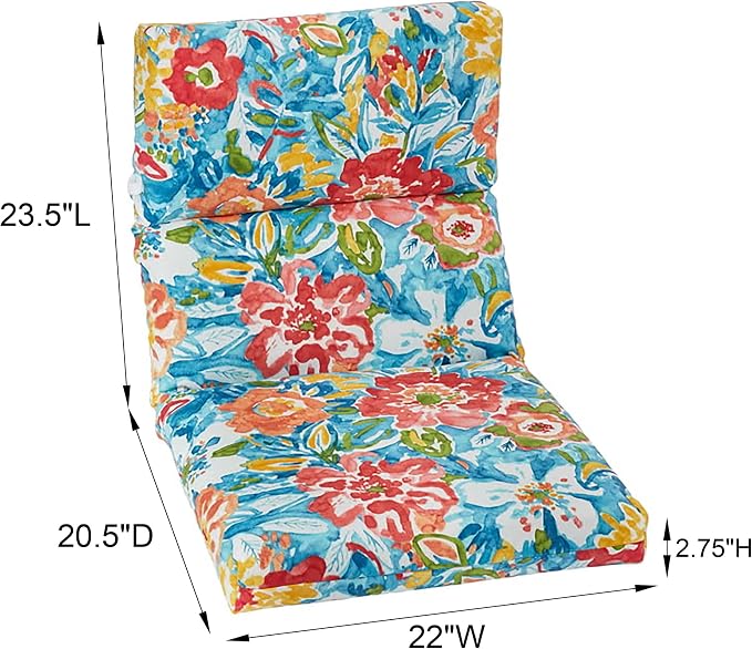 BrylaneHome Bh Performance Universal Chair Cushion - Blue Fern