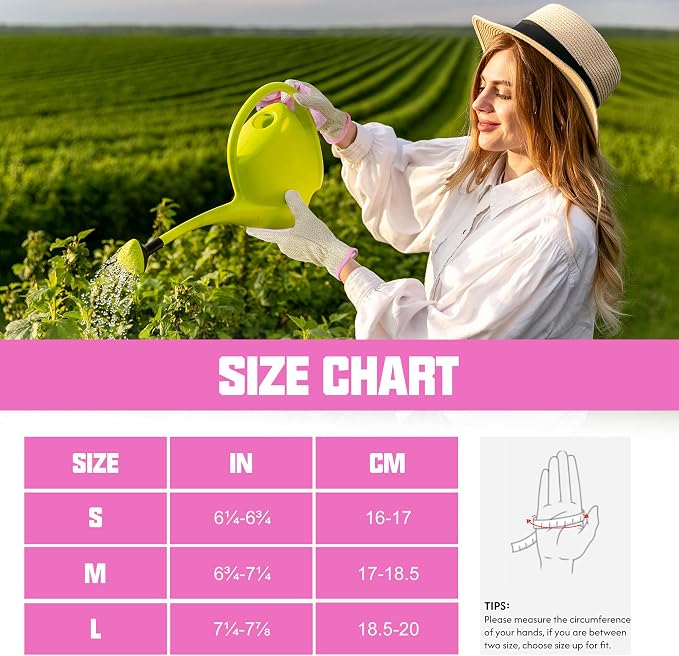 HANDLANDY Gardening Gloves for Women, Leather Garden Glove, Gardener Gift | Breathable Floral Ladies Leather Garden Yard Gloves, for Trimming, Weeding, Digging, Planting, Pruning