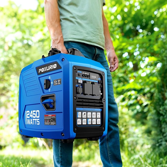 2450-Watt Inverter Generator for Home Use, 1.6Gallon Large Fuel Tank Up to 8.3 Hours Use, 120V Gas Powered Generator Super Quiet - EPA Compliant