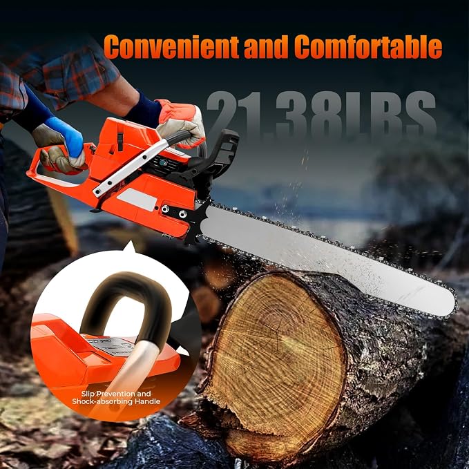 71CC Gas Chainsaws 2-Cycle Gasoline Powered Chain Saws Handheld Cordless Petrol Chainsaws Optional 28 Inches Gas Chain Saws for Trees Wood Farm Garden Ranch Forest Cutting