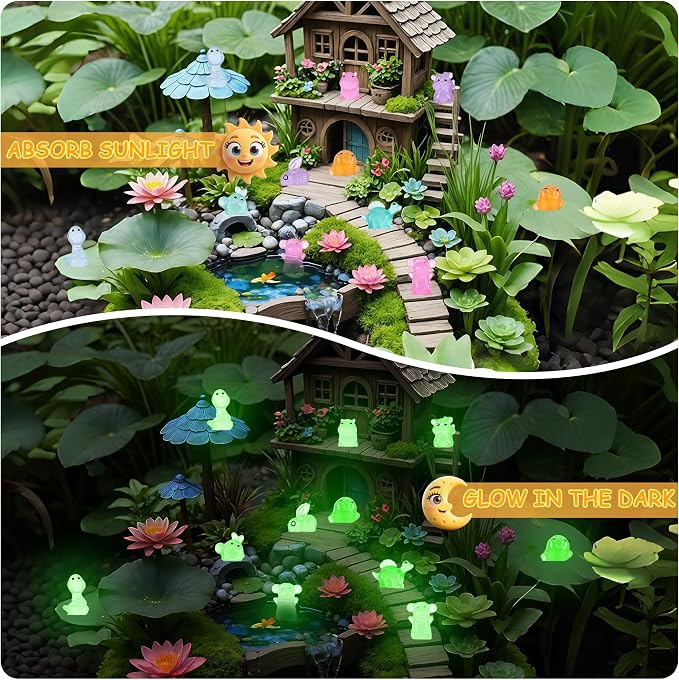 110 pcs Mini Resin Animals Blind Bags, Glow in The Dark Animal Resin Models, 50+ Animal Combination Sets for Adults, Miniature Animal for Fairy Garden, Dollhouse, DIY Craft Decor