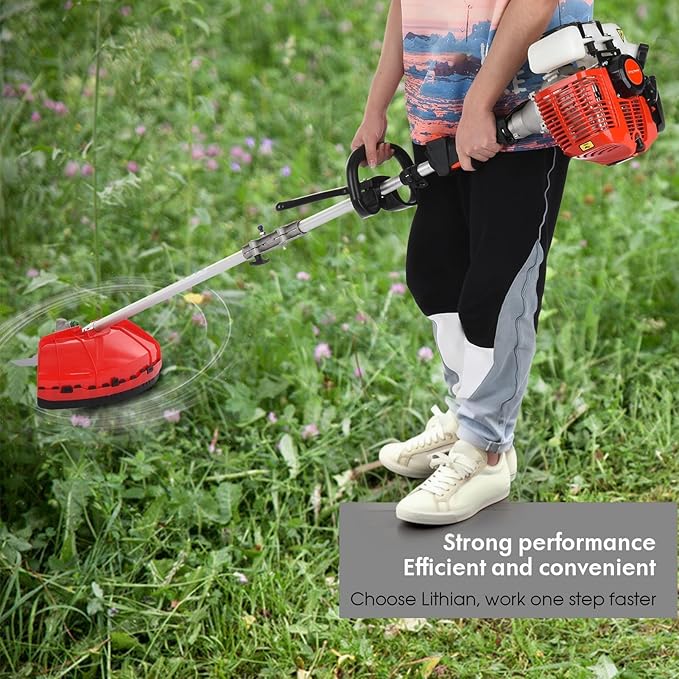 52CC 2-Cycle Gas Weed Wacker, 6 in 1 Gas Weed Eater, 2025 Upgraded Weed Eater, 9500rpm High Power String Trimmer, Brush Cutter for Yard, Garden(US Fast Arrival)