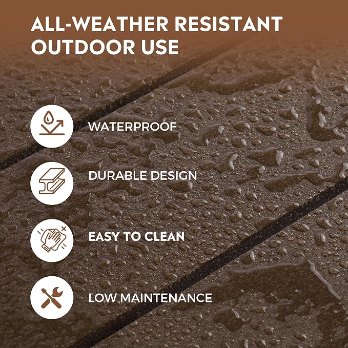 Costaelm Patio Conversation Set, Patio Chairs Set of 5 Balcony Firepit Furniture Outdoor Adirondack Square Table and Chair Backyard Furniture Set for Lawn Porch Pool Garden, Dark Brown