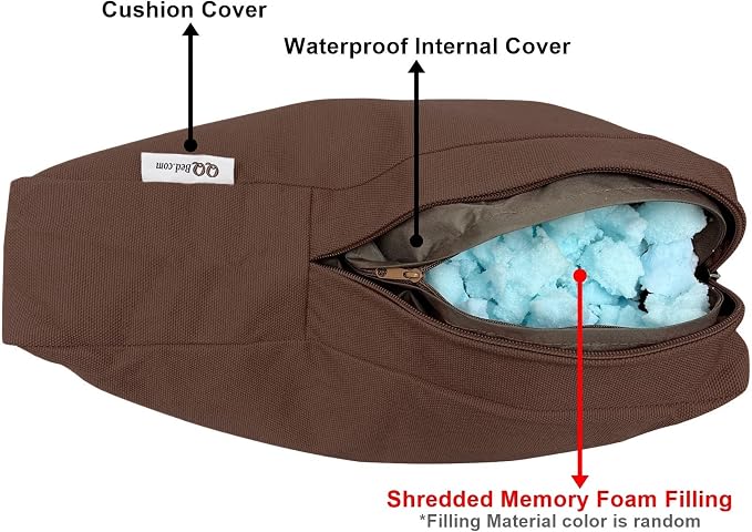 2 Pack 24X22 Inch Outdoor Back Cushion Memory Foam Pillows with Waterproof Internal Cover for Patio Furniture, Sofa, Loveseat, Deep Seat Chair - Brown Color