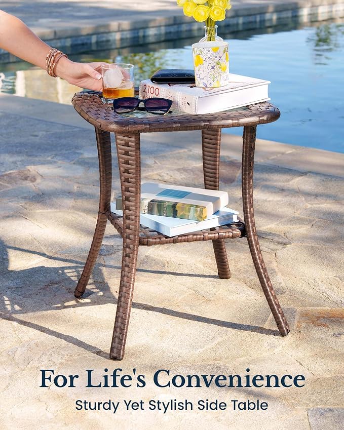 HILLGA 11-Piece Luxury Patio Furniture Set with 6" Thick Cushions, Weather-Resistant Wicker High Back Swivel Rocker Chairs, Senior-Friendly Outdoor Sofa Set for Large Deck, Yard and Poolside, Blue(V2)