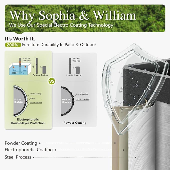 Sophia & William Outdoor Dining Set for 6, All-Weather Patio Table and Chairs Set for Lawn, Yark, and Courtyard