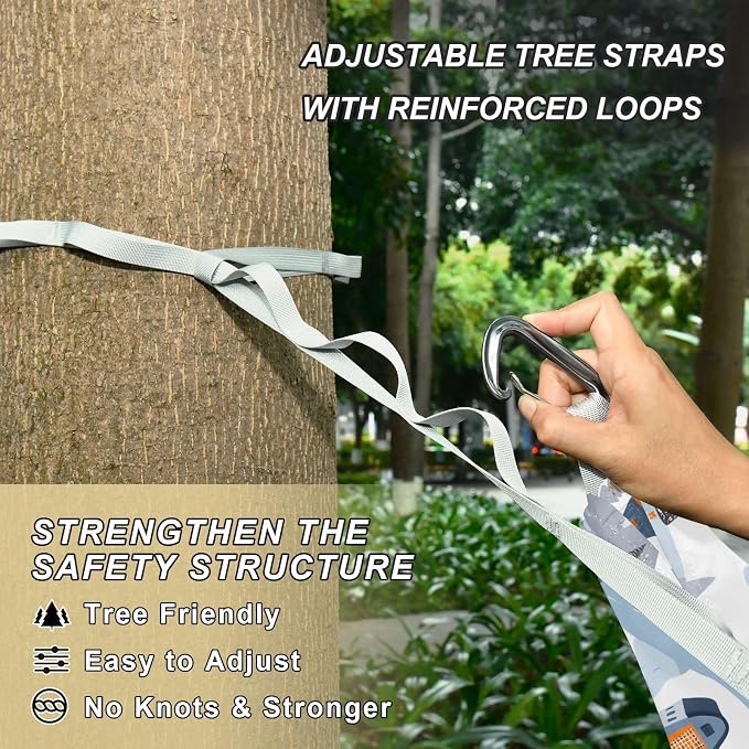 Camping Hammock Outdoor Hammocks for Outside Blue Road Vehicle Beach Trees Portable Lightweight with Pockets Tree Straps Indoor