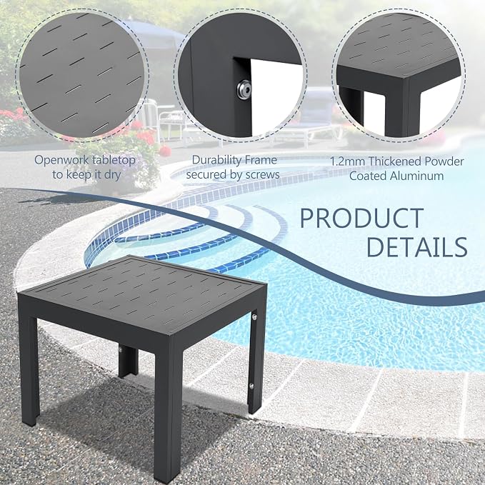 RADIATA 9 Pieces Aluminum Patio Furniture Set with Fire Pit Table, Morden Outdoor Sectional Sofa, Large Conversation Seat with Thick Cushion for Garden Backyard Deck Porch (Grey)