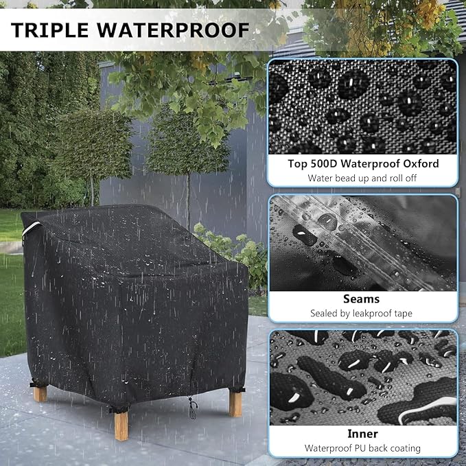 Gasadar Patio Chair Cover - 2 Pack, Patio Furniture Covers Waterproof, Heavy Duty Outdoor Chair Covers, Lawn Outdoor Furniture Cover -35" W x 38" D x 31" H