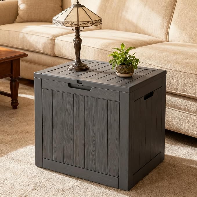 Outdoor Storage Bins, 22 Gallon Small Deck Box, Waterproof Storage bins, Lockable Patio Storage box for Package Delivery, Porch, Garden Tools, Anti-Theft Weatherproof & UV-Resistant Parcel Drop Box