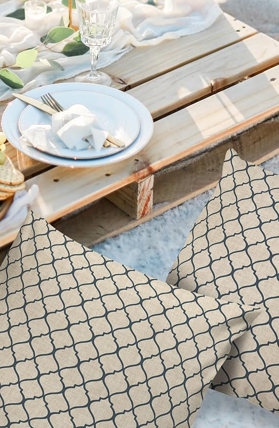 Dark Blue Moroccan Outdoor Pillow Shams Set of 2, Decorative Pillowcases Cushion Case, Soft Throw Pillow Covers Waterproof Pillow Case 20x20 Inch, Geometric Graphics Rustic Style