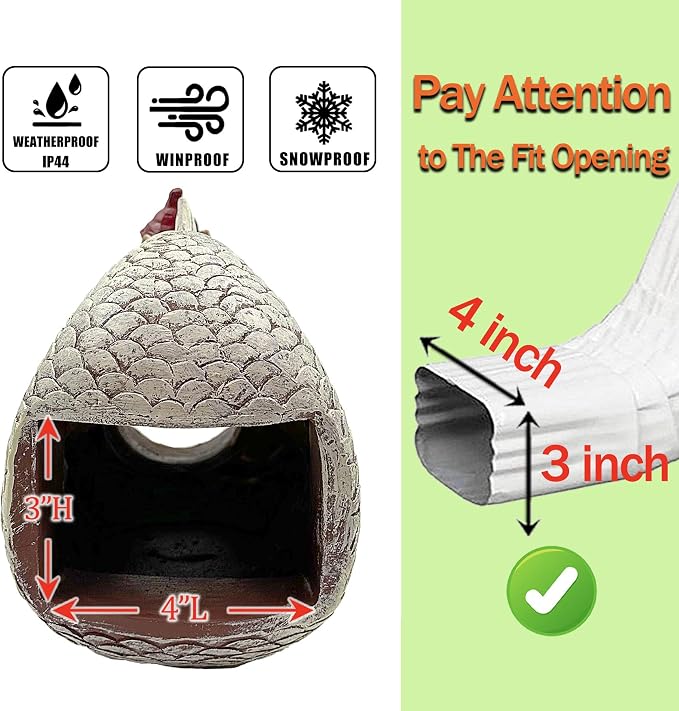 Teaeeno Fish Gutter Downspout Extension Decor,3''x4'' Downspout Extender Diverter Splash Block Sculpture Outdoor Decor,Animal Resin Statue Ornaments,for Garden,Lawn,Yard,Rain Downspout Diverter