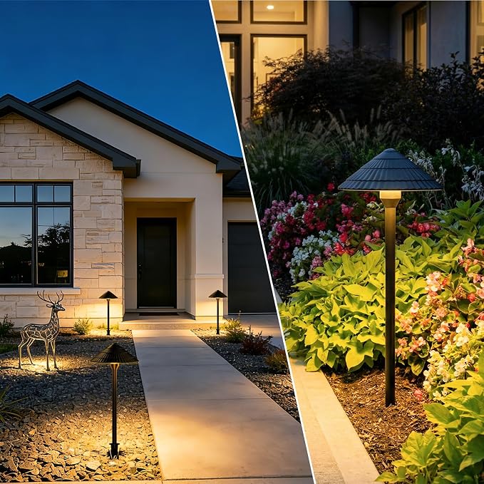 All-in-One Low Voltage Landscape Lighting Kit, 5W Outdoor Lights 2700K | Pathway Lights with 40W Transformer, IP66 Waterproof LED Landscape Lights Dusk to Dawn, Patio Lights for Yard Garden, 4-Pack