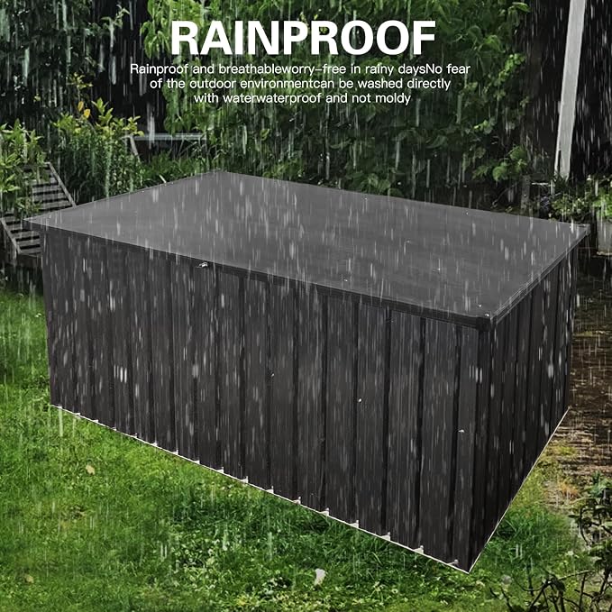 Outdoor Metal Storage Box 215 Gallon, Patio Deck Box for Cushions, Tools & Toys, Weather-Resistant Garden Storage Container for Backyard, Patio & Terrace