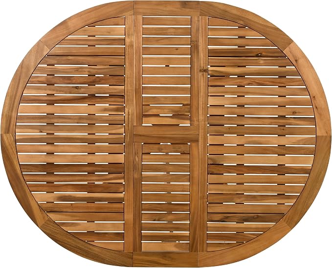 Modern 5-Piece Outdoor Patio Dining Set, All-Weather Acacia Wood Extendable Round Dining Table with 12inch Butterfly Leaf and 4 Rattan Arm Chairs for Backyard, Garden, Poolside