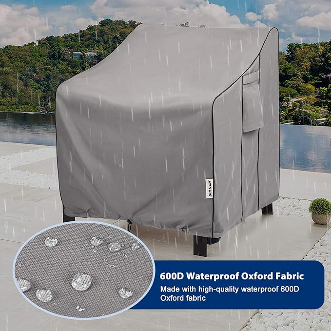 Patio Chair Covers Waterproof, Heavy Duty Outdoor Furniture Covers Fits up to 33W x 34D x 31H inches -2 Pack