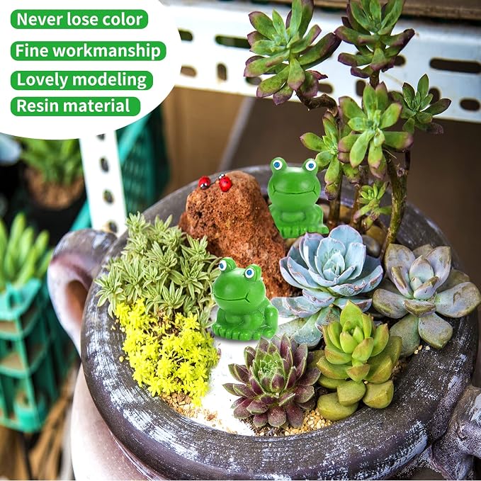 EKisemio 50 Pcs Mini Frog Garden Decor | Green Frog Figurines | Miniature Home Décor | Tiny Plastic Frogs | Fairy Garden Decor | Tiny plastic Frog to hide for Miniature Garden, Terrarium, Plant Pots, DIY Crafts