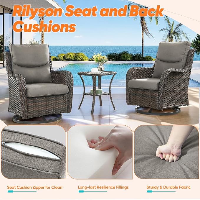 22*24*4in Outdoor Patio Cushions, 2 Pieces Grey Smile Back Cushion | High Back Patio Cushions, Water-Resistant, Reversible, Removable Cover, Stain-Resistant, for Patio Chairs Sofa Couch