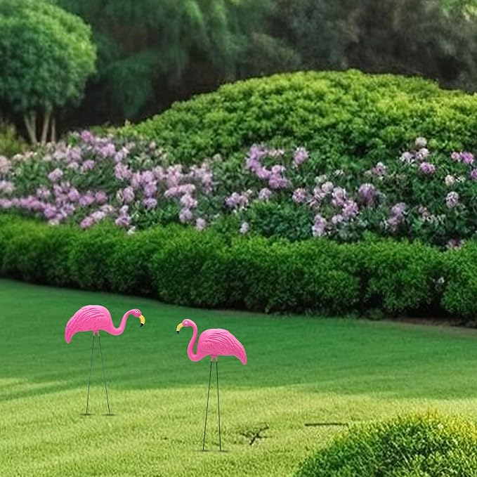 4E's Novelty 2 Pink Flamingos Yard Decorations - Extra Large 24" Flamingos Yard Ornaments - Pink Flamingos for Yard Sculptures & Statues - Lawn Flamingos Outdoor Garden Decor, Weather Resistant