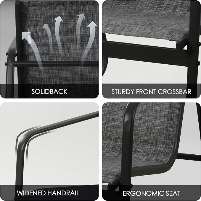 Kozyard Sofia 4-Piece Patio Conversation Set, Outdoor Furniture Set with Loveseat, 2 Chairs & Table, Breathable Textilene Seating, Powder-Coated Metal Frame, All-Weather for Balcony Backyard Gray