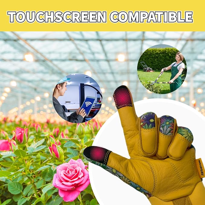 Cute Pattern Gardening Gloves,Thornproof Garden Glove,Gardener Gift | Gardening Gifts for Women,Touchscreen,Tender Thornproof,Cute Pattern,Protection Palm,Machine Washable,Adjustable Cuff