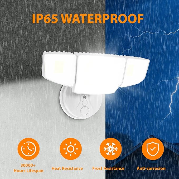 Abovizo 90W 10000LM Flood Lights Outdoor, LED Security Lights with 4 Heads, Switch Controlled, 6500K Daylight, IP65 Waterproof Exterior Floodlight for Outside, Garage, Yard, Porch, Eave