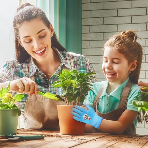 LveSunny Kids Gardening Gloves, 2 Pair Toddler Gardening Gloves, Toddler Boy Garden Gloves, Rubber Non-Slip Safety Work Gloves for Kids, Fishing, Cycling and Gardening Tools (Ages 3-5, Yellow & Blue)