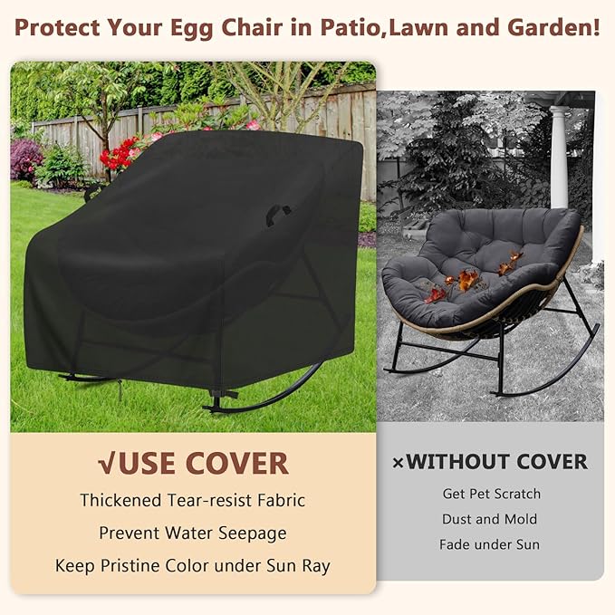 Cover for Rocking Chair,Covers compatible with Porch Rocking Chairs,Patio Rocker Cover for Porch,Patio,Balcony(Custom Size,2-Pack)