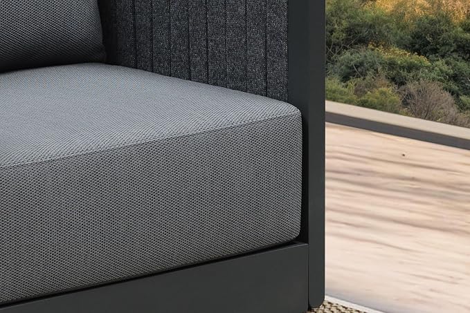 PURPLE LEAF Patio Furniture Set 6 Pieces Patio Seating Sofas with Ottoman Aluminum Furniture Outdoor Couch Sectional Set with Cushions Patio Conversation Sets Gray