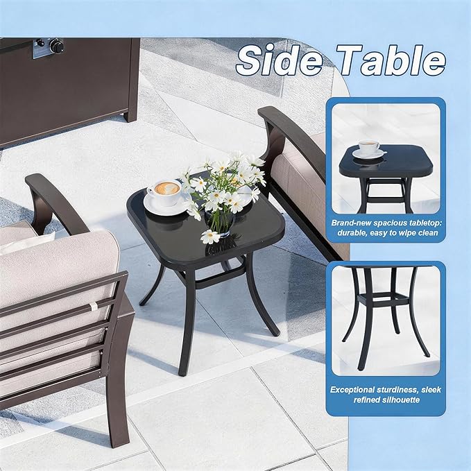 Kurapika Aluminum Patio Furniture Set 7-Seat Modern Metal Outdoor Conversation Sets w/Swivel Rocking Chairs Patio Sectional Sofa w/5.1 Inch Cushion, Navy Blue