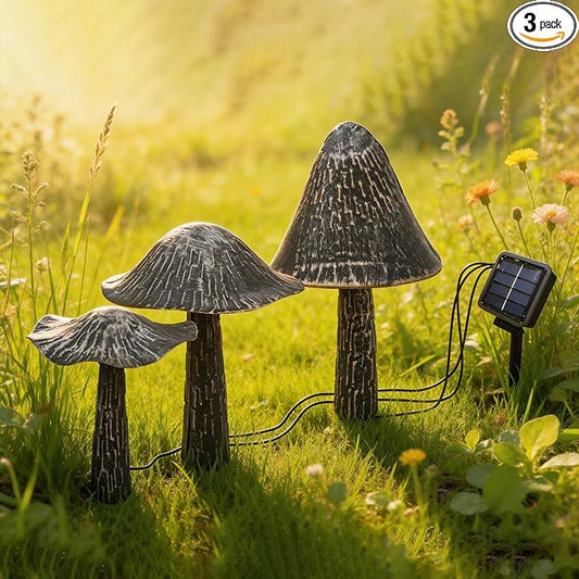 Solar Lights Outdoor Decor, Solar Metal Mushroom Yard Decorations Outdoor | IP65 Waterproof Garden Decor, Gifts for Women Mom, for Yard Patio Lawn Pathway Landscape