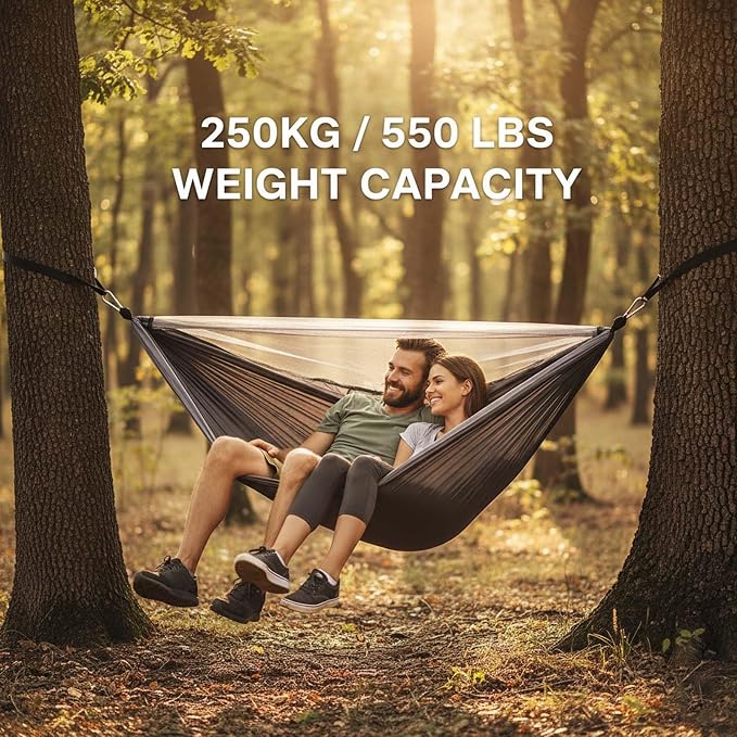 Portable Camping Hammock for Outdoor Relaxation, Lightweight Breathable Hammock with Quick Setup Straps, Ideal for Backyard, Travel, Hiking Adventures, Comfortable Hammock