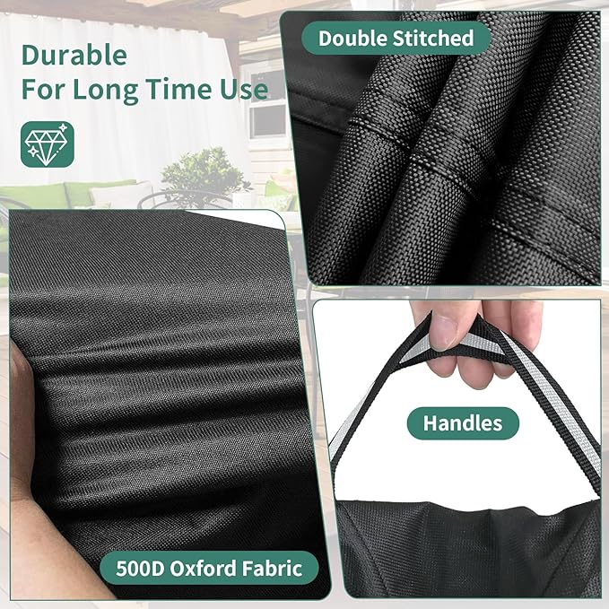 Round Patio Furniture Covers, 500D Heavy Duty Waterproof UV Resistant Cover for Round Outdoor Dining Table & Chairs,96" Dia x 28" H -Black