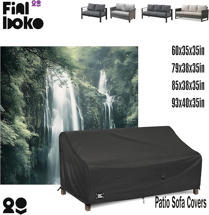 3-Seater Outdoor Couch Cover,85" Wx38 Dx35 H Patio Sofa Cover,100% Waterproof Heavy Duty Patio Furniture Covers,Black