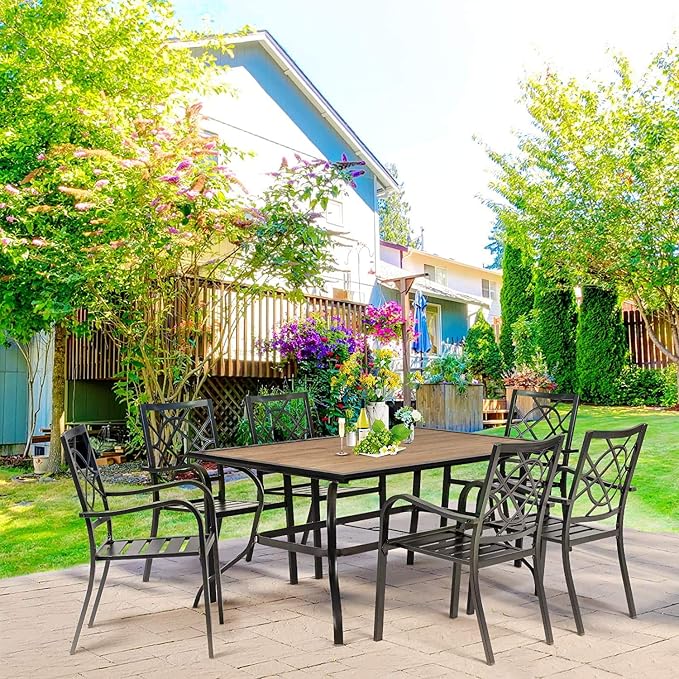 4 Pieces Outdoor Dining Chairs, Patio Bistro Wrought Iron Stackable Chairs with Armrest for Garden, Porch, Backyard, Black - Supports 250 lbs