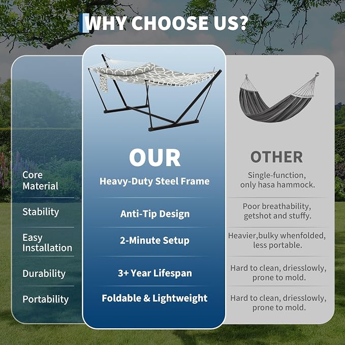 Takywep Takywep with Hammock - Durable Iron Construction, Compact T-Shaped Stand, Curved Iron Rod Design, Soft Cotton Padding, and Complete Combination Set.