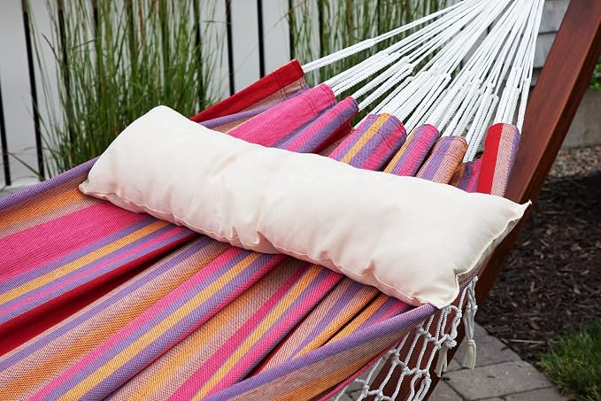Sol Living Acapulco Outdoor Patio Pillow Cotton Hammock Cushion Patio Swing Chair Accessories Hand Woven Decorative Accent Throw Pillow Use Inside Outside Backyard Decor Porch Swing - Natural