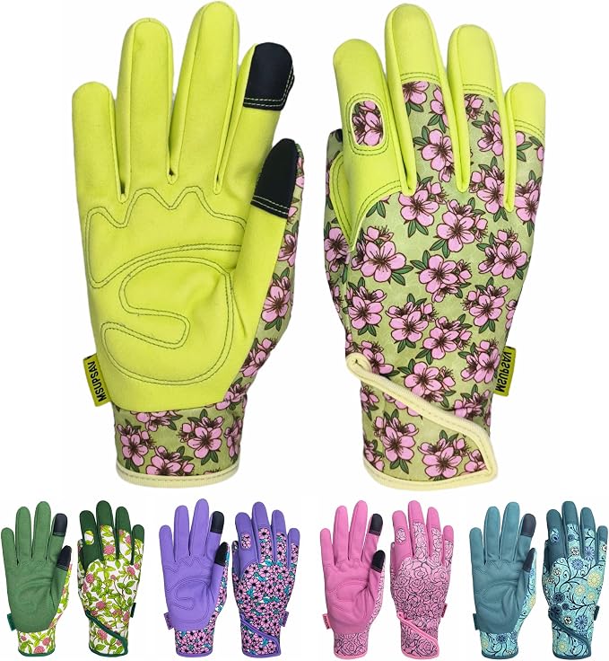 Cute Pattern Gardening Gloves,Thornproof Garden Glove,Gardener Gift | Gardening Gifts for Women,Touchscreen,Tender Thornproof,Cute Pattern,Protection Palm,Machine Washable,Adjustable Cuff